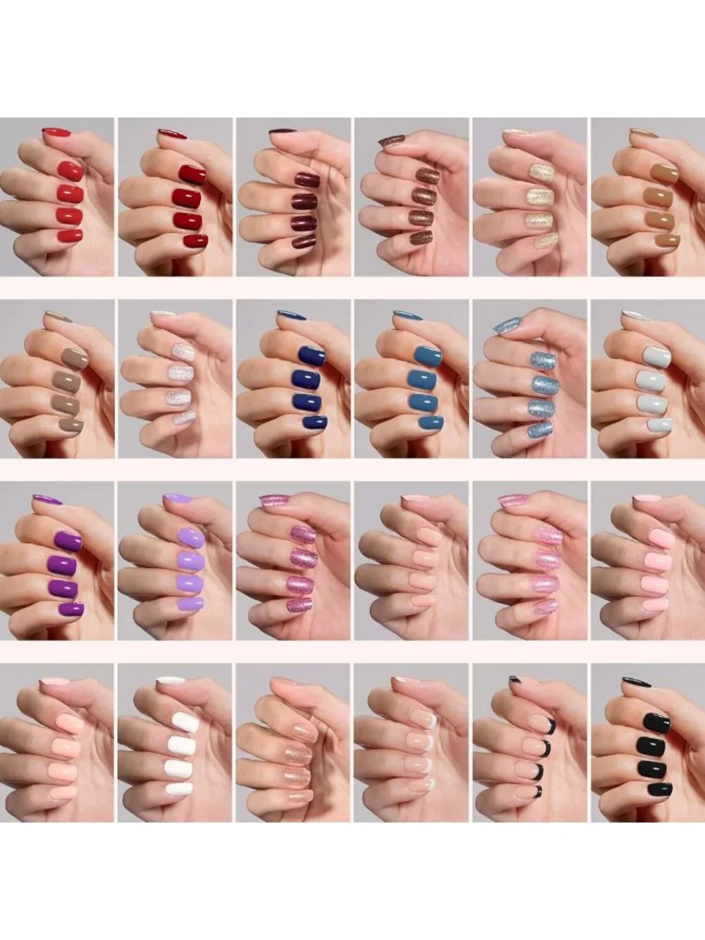 Vibrant Press On Nails Kit - 720 Pcs, 24 Colors, Short Square, Bubble Pop Design
